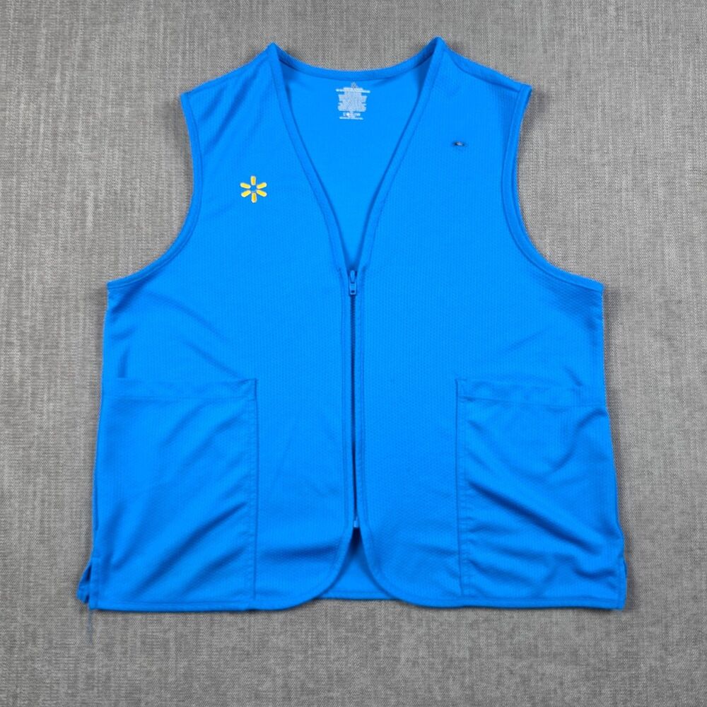 Walmart Employee Vest Blue Zip-Up With Embroidered Spark Logo Ladies XL
